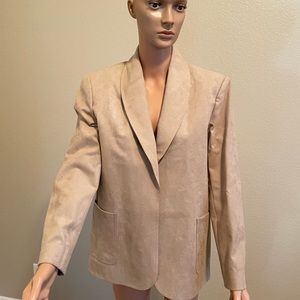 Tan Lined Suede Suite Jacket specially made in China. Never worn. Size Womens 12
